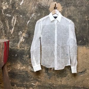 Ralph Lauren Black Label sheer Swiss dot blouse